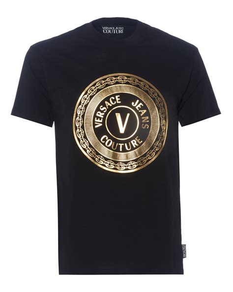 gold foil versace tshirt|Versace jeans t shirt.